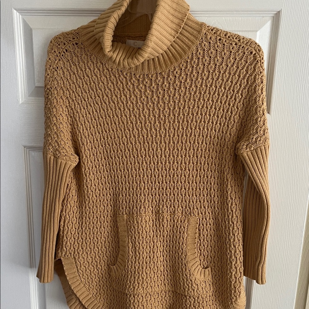 C Tan Cowl Neck Sweater